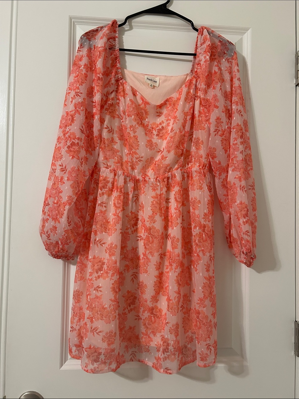 Peach Love - Peach Floral Babydoll Dress